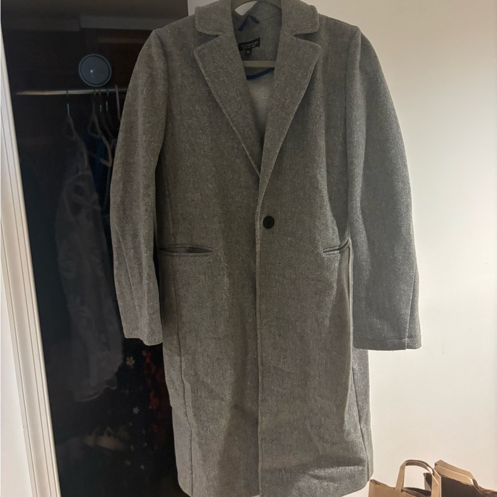Topshop Women's Gray Pea Coat